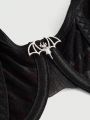 ROMWE Goth Women's Bat Shaped Metallic Pendant Decorated Bra