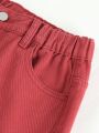 Solid Color Utility Denim Pants For Tween Boys