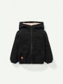 Cozy Cub Baby Boy Teddy Lined Patch Detail Hooded Jacket