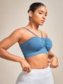 Solid Ruched Bustier Sports Bra
