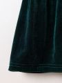 SHEIN Kids Cooltwn Girls' Elegant And Romantic Velvet Dress With Leg Of Muttons Sleeve