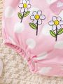 Baby Girl Easter Pink Fresh Cartoon Embroidery Overalls Jumpsuit