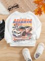 Baby Girl Car & Letter Graphic Sweatshirt