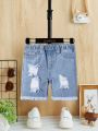SHEIN Water-Washed, Comfortable And Soft Denim Shorts For Baby Boy