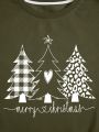 Plus Size Christmas Printed Drop Shoulder Fleece Sweatshirt