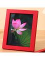 1pc 5 Inch Red Wooden Mdf Density Board Photo Frame With Simple & Creative Design, 16x12x1.8cm