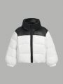 Baby Boys' Color Block Thick Warm -padded Jacket With Zipper, Autumn Winter