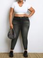 SHEIN CURVE+ Plus Size Stretchy Casual Skinny Jeans