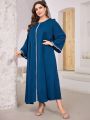 SHEIN Najma Plus Size Women's Arabesque Colorblock Abaya Dress
