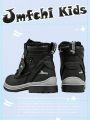 JMFCHI Kids Hiking Boots Boys Snow boots for Kids Waterproof Winter for Girls Warm Fur Lined Slip Resistant Outdoor Black