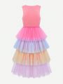 Teen Girl's Elegant And Lovely Party Tutu Dress In Layered Mesh Tulle In Multiple Colors