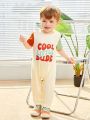 SHEIN Baby Boys' Casual Sports Daily Wear Letter Print Jumpsuit