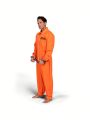 Spooktacular Creations Prisoner Jumpsuit Men's Orange Prison Escaped Inmate Jailbird Coverall Costume Halloween Costume