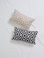 1pc Geometric Pattern Lumbar Pillowcase Without Filler, Modern Throw Pillow Cover For Sofa