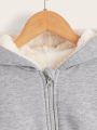 Toddler Boys Pockets Detail Zip-up Teddy Lined Hoodie
