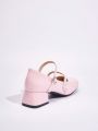 Dola Lovely Pink Cute Mary Jane Shoes With Square Toe, Buckle Closure, Chunky Heel For Women, Sweet Lolita Style