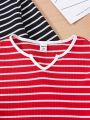 2pcs Teen Girls' Striped Long Sleeve T-Shirts