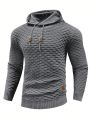 Men Solid Drawstring Hooded Sweater