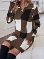 SHEIN LUNE Plaid Pattern Sweater Dress