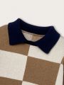 Boys' (big Kids') Plaid Pattern Contrast Collar Sweater