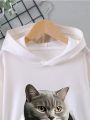 Boys' Cat Print Hooded Sweatshirt