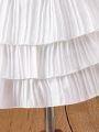 SHEIN Kids Nujoom Little Girls' Butterfly Knot Decorated Layered Cake Skirt