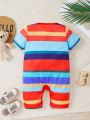 Baby Boy'S Colorful Striped And Bear Printed Shorts