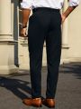 Men'S Solid Color Slanted Pocket Tapered Suit Pants