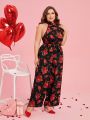 SHEIN Clasi Plus Size Jumpsuit With Large Floral Print