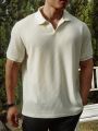 Men's Plus Size Solid Color Waffle Knit Short Sleeve Polo Shirt