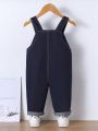 Baby Girl Top-stitching Pocket Front Denim Overalls Without Tee