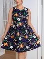 SHEIN Essnce Plus Halloween Print Dress