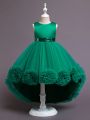 Little Girls' Sleeveless Sequined Bodice With Tulle Skirt And Train Party Dress