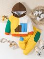 Baby Boys' Fashionable Hoodie With Printed Multi Color Pattern, Matching Sweatpants Outfit, Autumn/winter