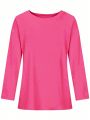 Plus Size Women's Long Sleeve T-Shirt With Arched Hem