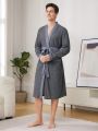 Contrast Piping Belted Simple Homewear Robe