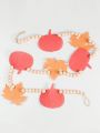 1pc Autumn Thanksgiving Pumpkin & Maple Leaf Shaped Tag With Beaded String & Wood Beads Wall Hanging Diy Craft, Home Decor