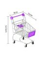 One Miniature Metal Fashionable Creative Supermarket Shopping Cart With Storage Function As Desk Organizer, Home Decoration, Festival Gift