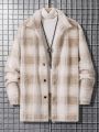 Extended Sizes Men's Plus-Size Single-Breasted Checkered Teddy Coat