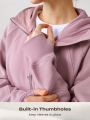 GLOWMODE Cotton-Blend Fleece Get Physical Half-Zip Kangaroo Pocket Hoodie Comfortable Warm