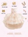 Young Girls' 3d Flower & Mesh Patchwork Princess Dress