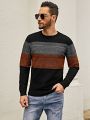 Extended Sizes Men Plus Color Block Sweater
