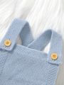 Baby Girl Solid Knit Jumpsuit & Hat & Bib