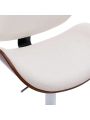 OSQI Adjustable Bar Stools, Upholstered Swivel Barstool, White PU Leather Barstools (Set of 2)