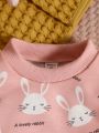 Baby Cartoon Rabbit Printed Crewneck Sweatshirt