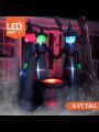 6 FT Tall Halloween Inflatable Three Witches Around Cauldron with Flame Light Inflatable Yard Decoration Blow Up Inflatables with Build-in LEDs for Halloween Party Indoor, Outdoor Decorations