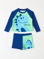 Infant (Boy) Color Block Dinosaur Printed Swimsuit
