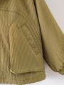 Boys' Hooded Zipper Jacket With Drop Shoulder Design