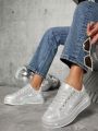 Rhinestone Lace Up Front Skate Shoes
