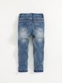 SHEIN Toddler Boys' Washed Denim Jeans